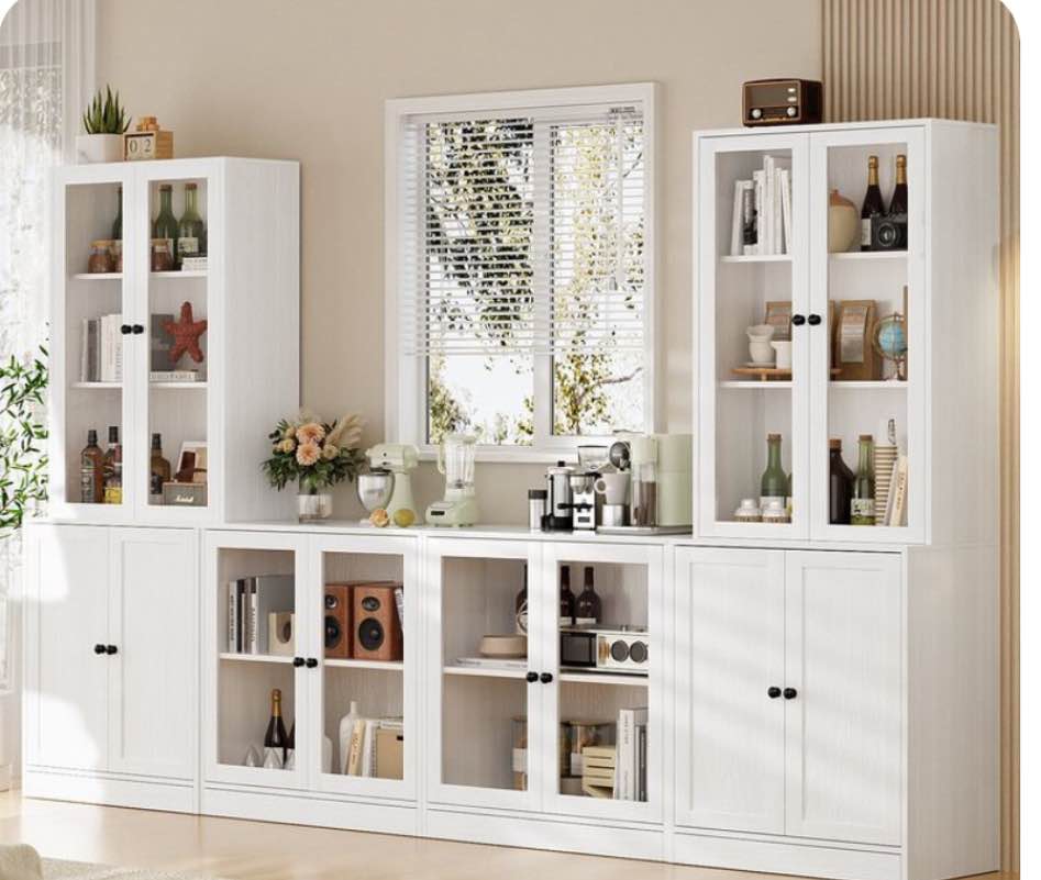  Latitude Run® 71'' Kitchen Pantry With Bookcases, Farmhouse Wall Unit Tv Stand For Tvs Up To 75"(incomplete 1 storage cabinet only) 