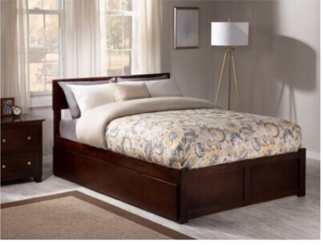 Daurice Solid Wood Platform Bed with Footboard & Full Roll Out Trundle Full size (incomplete 1 box only) 