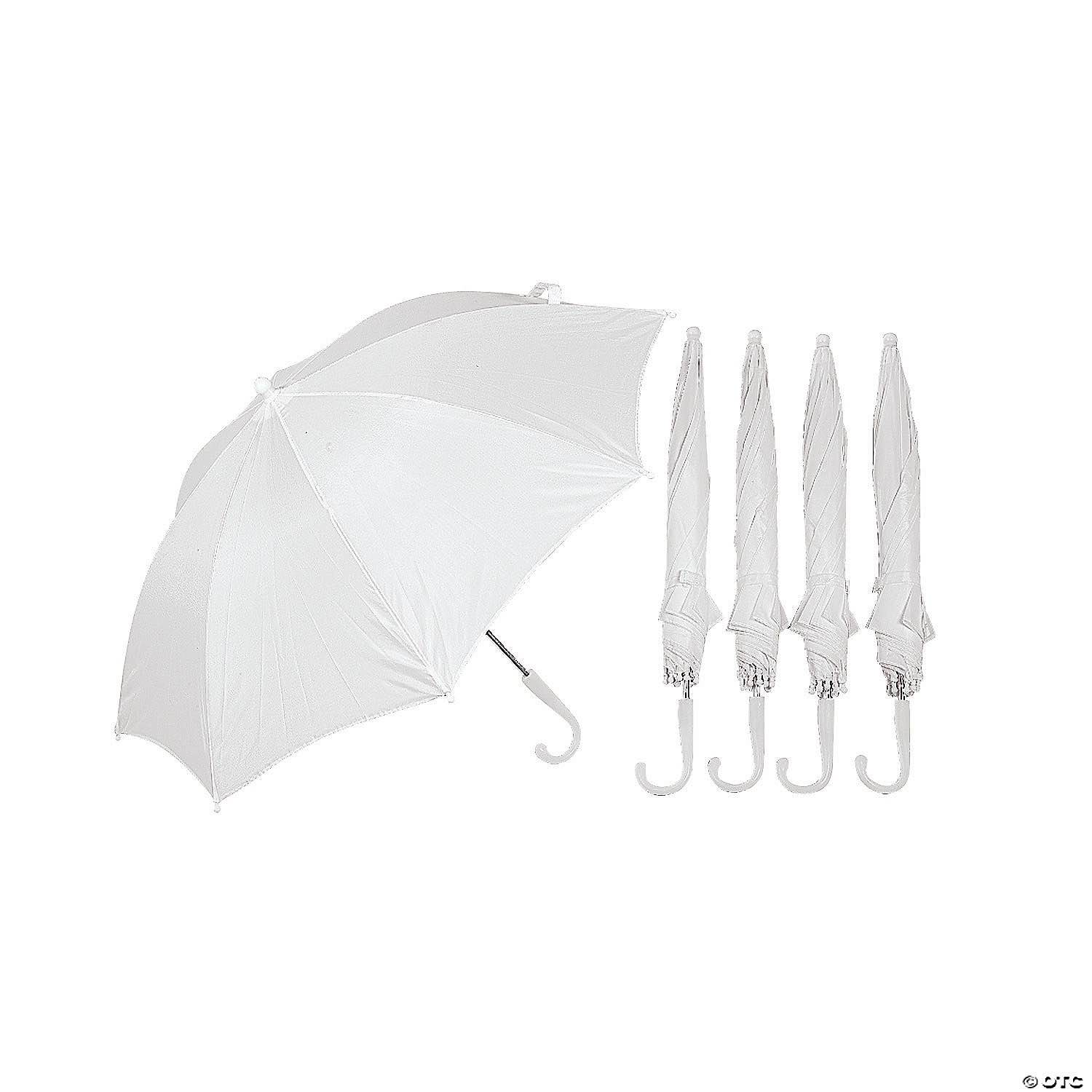 6 pack of white umbrellas with curved handles