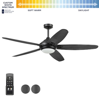 Harbor Breeze Arbormere 60-in Matte Black Color-changing Indoor/Outdoor Ceiling Fan 