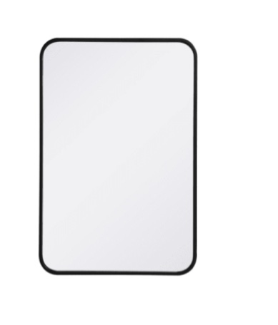 Wall Mount Mirror for Bathroom, Brush Black Metal Framed Rounded Corner Rectangular Vanity Mirror (20" x 30", Black)