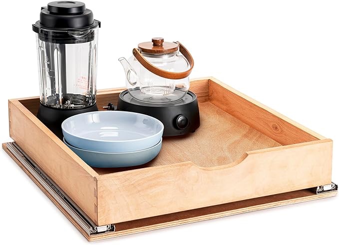 SITOO Fully Assembled Pull Out Cabinet Drawer, Wood Pull Out Cabinet Organizer, Soft Close Slide Out Pull Out Drawers for Kitchen Cabinets, Fast and Easy DIY Installation, 18”W x 21”D