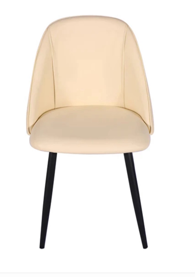 Leejay 33 Inch Faux Leather Armless Side Dining Chair Set of 2 for Kitchen Room,Beige