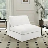 ( incomplete) Roundhill Furniture Rivas Contemporary Feather Fill Oversized Armless Chair, White