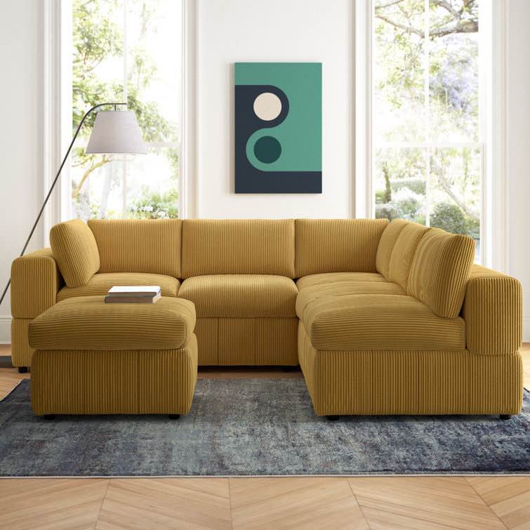 Arregui 6 - Piece Corduroy Sectional (Corner Chair Only)