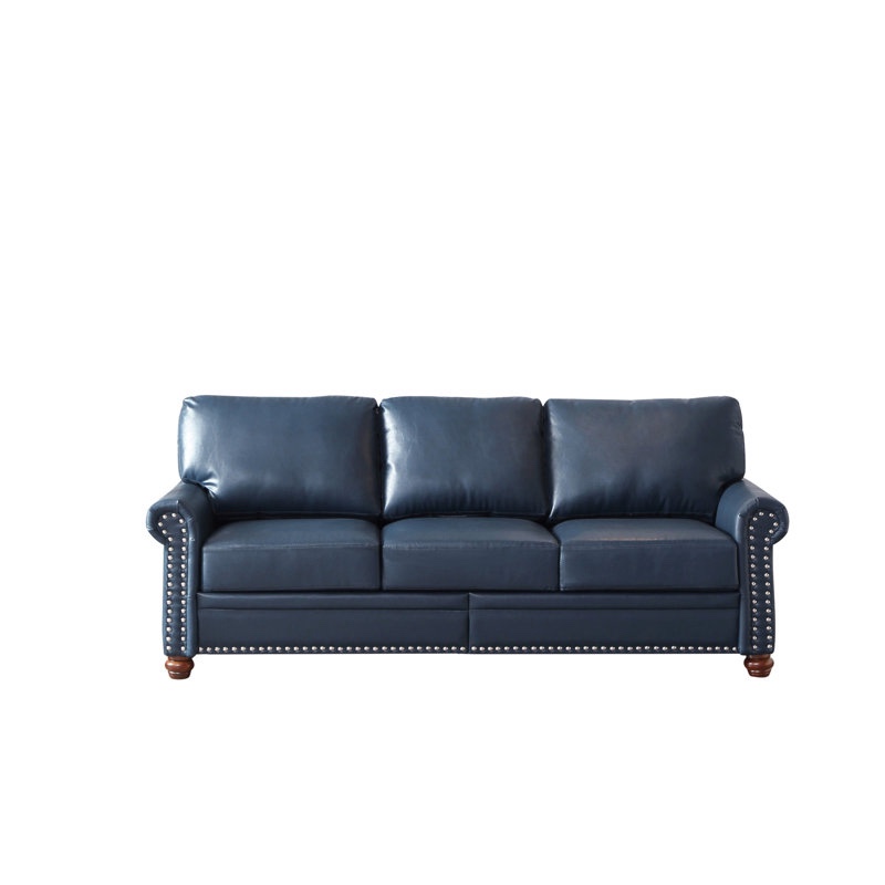 Classic Living Room Nails Sofa Gray Faux Leather (Incomplete Box 1 of 2 Only)
