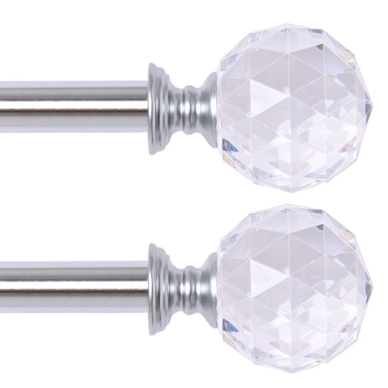 Chrome Marun Adjustable Overall Width x 0.75'' Diameter Single Curtain Rod (Set of 2)