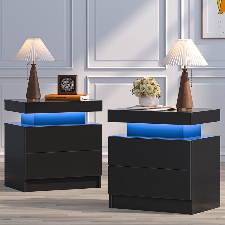Black Kaylin Manufactured Wood Nightstand (Set of 2)