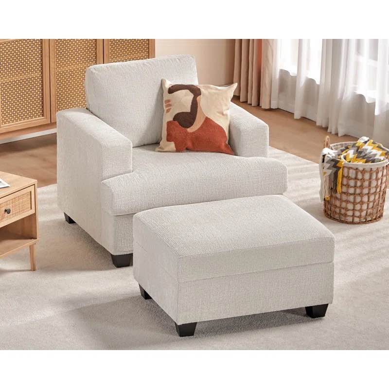 Berlinde 39'' Upholstered Armchair with Ottoman (incomplete)