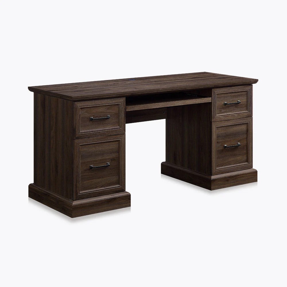 BELLEZE Modern Executive Home Office Computer Desk - Rhudi (Dark Walnut) (incomplete)