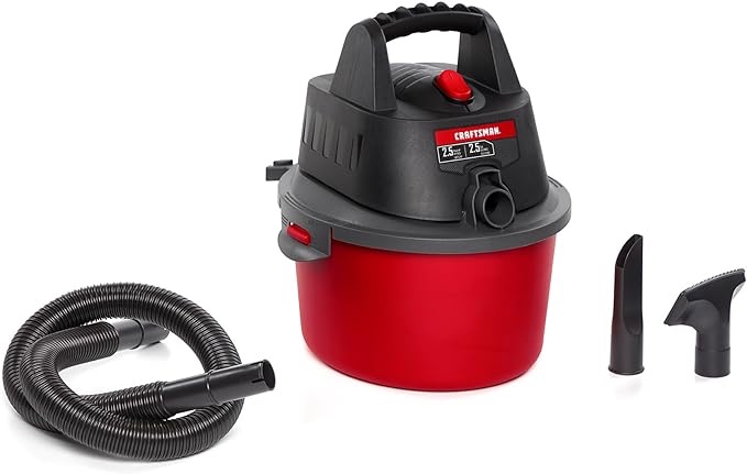 CRAFTSMAN CMXEVBE17250 2.5 Gallon 2.5 Peak HP Wet/Dry Shop Vac, Portable Shop Vacuum Wet and Dry with Filter Bag, Hose and Attachments for Cleaning in The Home