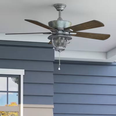  Harbor Breeze Merrimack II 52-in Galvanized with Driftwood/Espresso Blades LED 