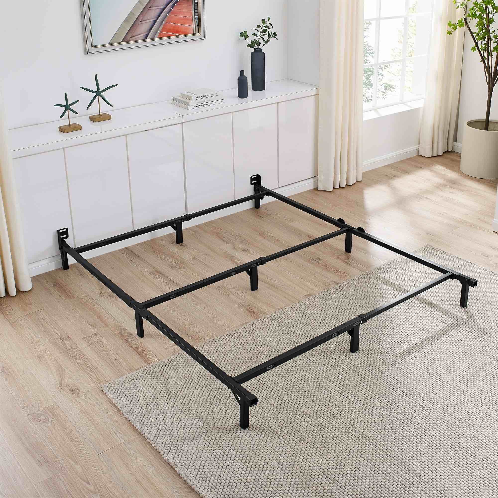 Mainstays 7" Twin/Full/Queen Size Adjustable Metal Bed Frame, Black, Box Spring Required