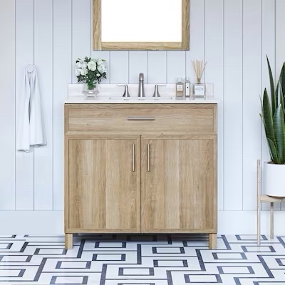 Style Selections Dolton 36-in Natural Oak Undermount Single Sink Bathroom Vanity