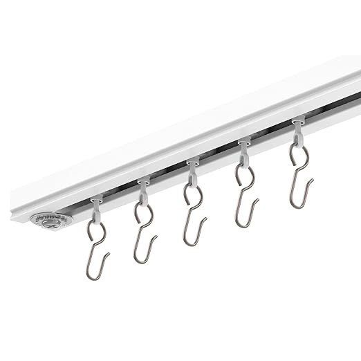 Room/Dividers/Now Ceiling Curtain Track Set - Comes with Track, Roller Hooks, Installation Hardware, Saw, and End Cap - Curtain Rail by Room Dividers Now - Medium, For Spaces 6-12 Feet Wide (White)