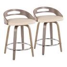 Cassis Bar/Counter Stool - Seat - Light Grey Wood & Cream Faux Leather (Set Of 2)