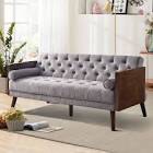 Gurjas Twin 70" Wide Cotton Fabric Cushion Back Upholstered Tuxedo Arm Sofa Bed