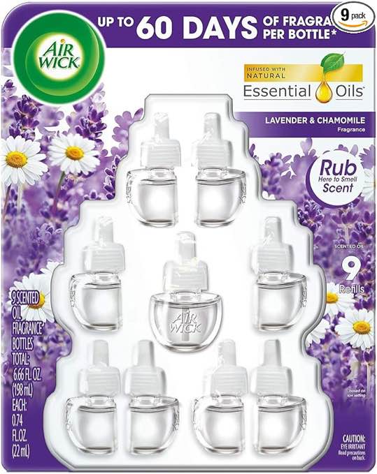 Air Wick Scented Oil Air Freshner, 9 Refills - Lavender and Chamomile (missing one refill)
