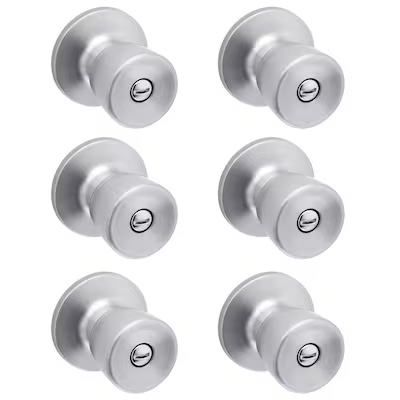 RELIABILT Gallo Stainless Steel Interior Bed/Bath Privacy Door Knob Contractor 6 Pack