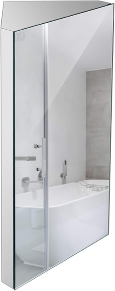 DANGJIN Wall Mount Corner Medicine Cabinet with Mirror, 24.2” x 12.8" Inch Bathroom Wall Cabinet, Polished Stainless Steel - Right Open Mirror Door Three Shelves