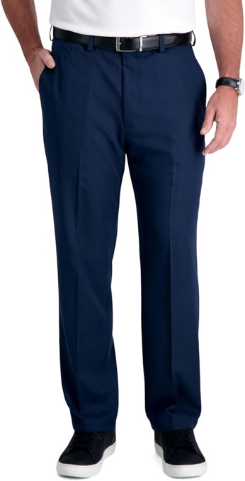 size 34 L HAGGAR Mens Cool 18 Pro Classic Fit Flat Front Casual Pant Regular and Big & Tall Sizes