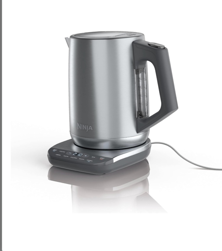 Ninja KT200 Precision Temperature Electric Kettle, 1500 watts, BPA Free, Stainless, 7-Cup Capacity, Hold Temp Setting, Silver