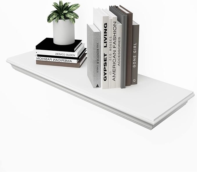 WELLAND Floating Shelves White Floating Shelves White Deep, Floating Shelves White 24 Inch White 24 by 8-Inch