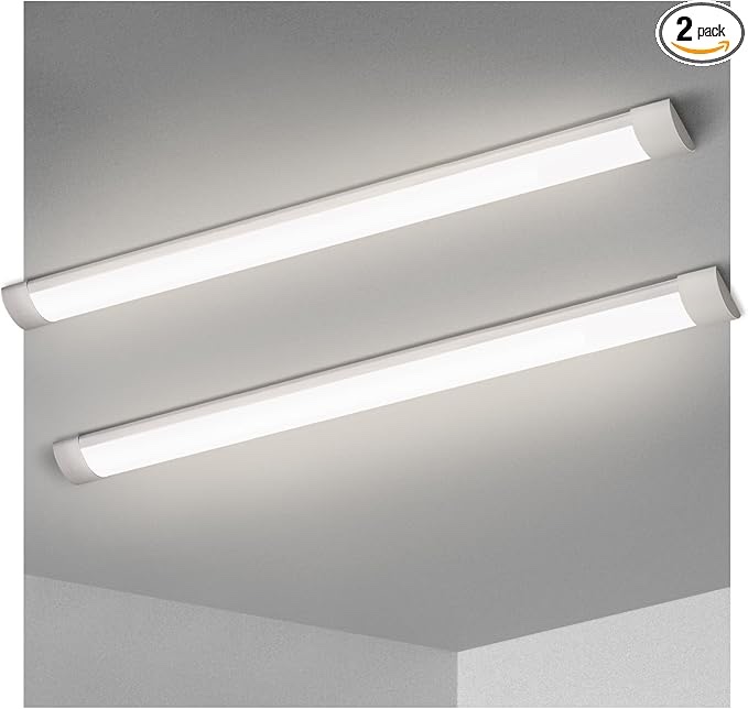 KILIPOL 4FT LED Batten Light, Ceiling Surface Mounted Slim Aluminum LED Tube Lights, 40W 4000K Neutral White for Office, Shop, Garage, Home, 2 Packs 4FT-Aluminum