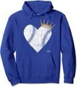 Vintage Royal Baseball Heart with Crown Pullover Hoodie blue S