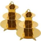My Party Time 3-Tier Cardboard Gold Cupcake Stand/Tower 2-Set (Available in 10 Colors) 2 Gold