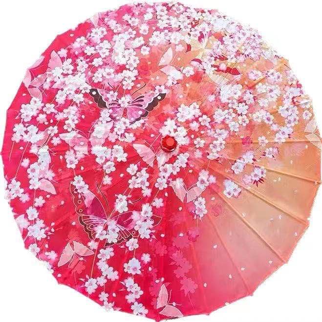 33" Handmade Oiled Parasol Bamboo Silk Umbrella Chinese Japanese Art Classical Dance Umbrella for Wedding Parties Photography Costumes Cosplay Decoration and Other Events
