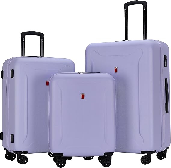 Widfre Luggage Sets 3 Pieces Carry on Suitcase Hardshell Lightweight Travel with Double Spinner Wheels Locks TSA Approved (Hot Pink)