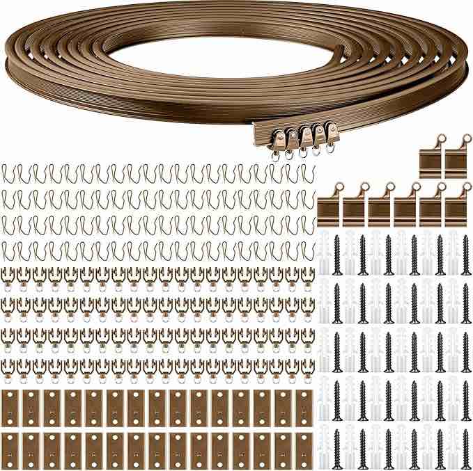 Bendable Ceiling Curved Curtain Track Flexible Ceiling Curtain Mount Soft Windows Curved Track for Curtain Rail with Track Curtain System Bed Curtains, Ceiling Track (Brown,10 Meter/ 32.8 Feet) Brown 10 Meter/ 32.8 Feet