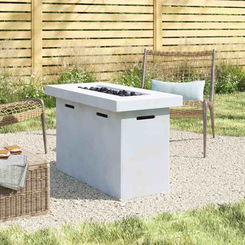 Sybil 25" H x 42" W Fiber Reinforced Concrete Propane Outdoor Fire Pit Table