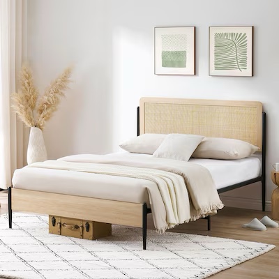 Garvee PHO-0X73S6RK White Oak Queen Wood and Metal Platform Bed with Storage Garvee PHO-0X73S6RK beds - View #2 Garvee PHO-0X73S6RK beds - View #3 Garvee PHO-0X73S6RK beds - View #4 Garvee PHO-0X73S6RK beds - View #5 Garvee White Oak Queen Wood and Metal Platform Bed size 164x45x16 cm 