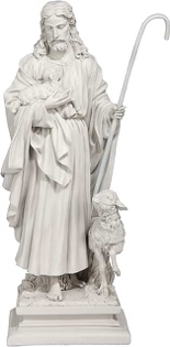 Design Toscano EU1785 Jesus The Good Shepherd Religious Garden Statue, 12 Inches Wide, 8 Inches Deep, 28 Inches High, Antique Stone Finish 12 Inches Wide, 8 Inches Deep, 28 Inches High Good Shepherd Solid