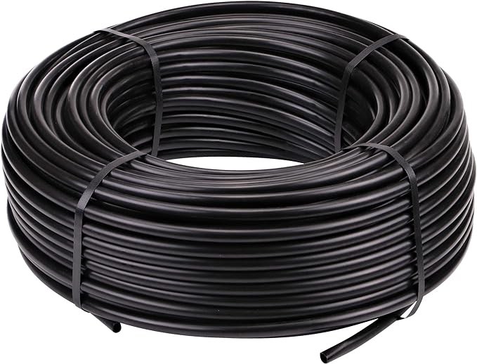 Raindrip 052050 1/2-Inch Drip Irrigation Supply Tubing, 500-Foot, for Drip Emitters, Irrigation Parts, and Drip Systems, Black Polyethylene