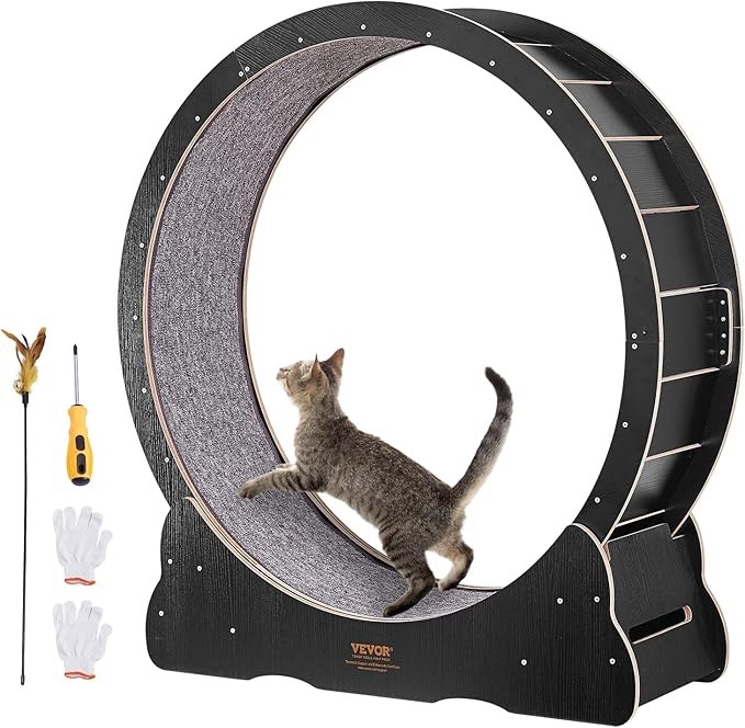 48'' Large Cat Wheel – Only Size Which Doesn't Negatively Affect Your Cat's Spine – Cat Wheel, Cat Exercise Wheel Indoor, Cat Wheels for Indoor Cats, Cat Treadmill, Cat Running Wheel, Cat Exerciser