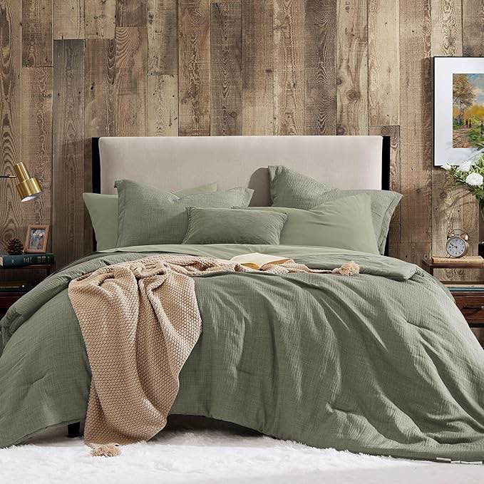 Geniospin King Comforter Set - 7 Pieces Comforter King Size, Soft Solid Bedding Set for All Season, Textured Bed in a Bag with Sheets, Pillowcases & Shams (Navy Blue, 102''x90'')