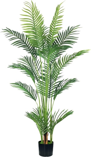 5FT Artificial Palm Tree,Faux Areca Palm Plant with Real Touch Leaves and Adjustable Branches,Fake Tropical Palm Tree for Home Office Indoor Outdoor Modern Decoration