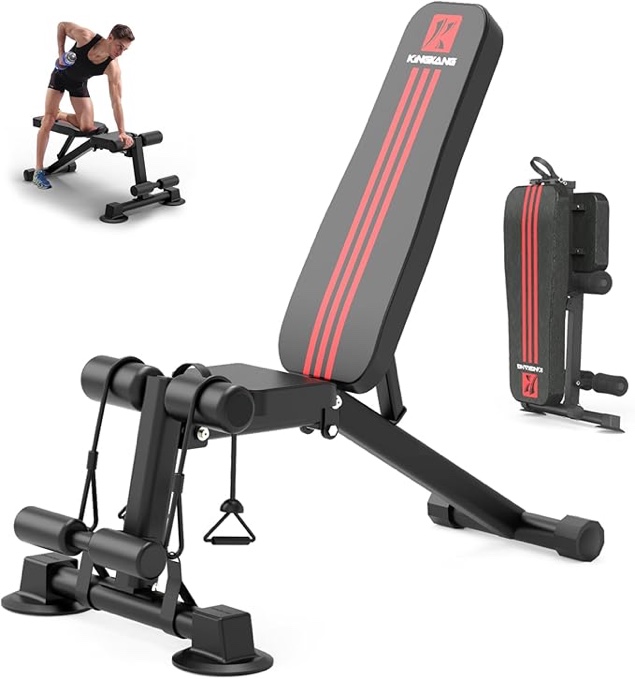 Adjustable Weight Bench,1 S Quick Folding and Unfolding Strength Training Workout Benches for Fast Adjustment Full Body Workout,Load 800LBS(Black) K KiNGKANG