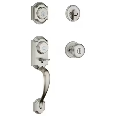 Kwikset Signature Series Montara Satin Nickel Single-Cylinder Deadbolt Keyed Entry Door Handleset Knob Smartkey Item #403618 | Model #553MNHXJ 15 SMT CP