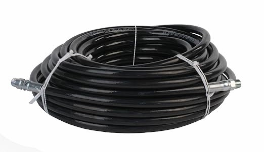 Schieffer 4000 PSI 3/8in. x 100ft. Thermoplastic Black Sewer Jetter Hose with MPT 3/8in. Soild & Swivel Ends