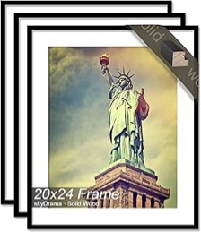 skyDrama Black 20x24 Inches Picture Frames matted to 16x20 Inches Photos, Polystyrene Glass for Wall Hanging, 3 Pack Value Set.
