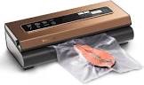 Mesliese Vacuum Sealer Machine Powerful 90Kpa Precision 6-in-1 Compact Vacuum Food Preservation System Built-in Cutter, Include 2 Bag Rolls & 5 Pre-cut Bags, Widened 12mm Sealing Strip, Dry&Moist Modes Smart Suction, ETL Listed (Copper)
