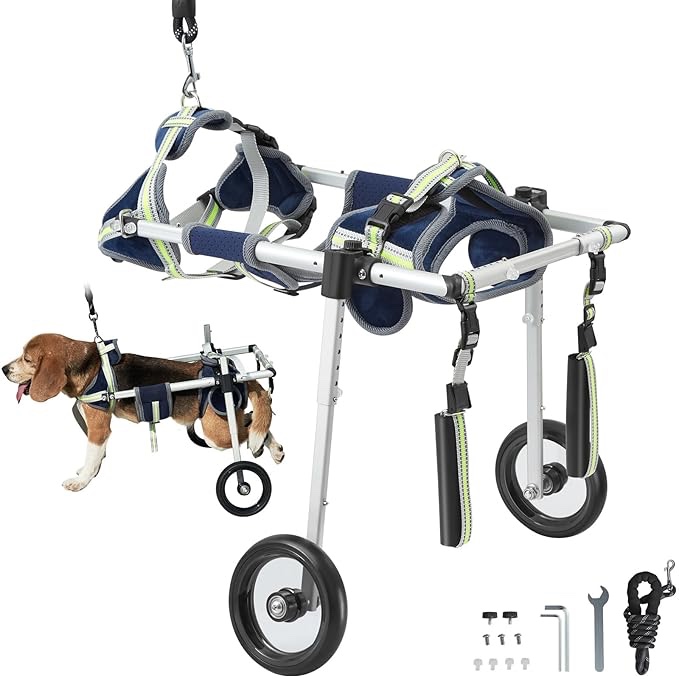 VEVOR Dog Wheelchair for Back Legs, Pet Wheelchair Lightweight & Adjustable Assisting in Healing, Dog Cart with 2 Wheels for Injured, Disabled, Paralysis, Hind Limb Weak Pet (Small)