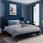Candler Upholstered Platform Bed with king color blue