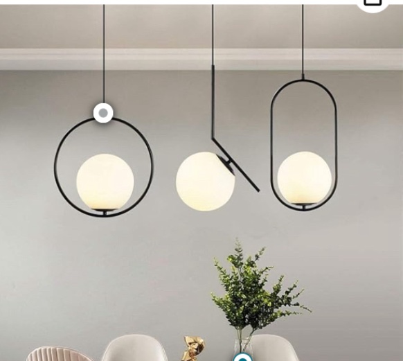 Fulesi Vintage Pendant Light 1-Light Black Glass Globe Ceiling Pendant Lamp Chandelier Oval Shape Hanging Pendant Light Fixtures for Bedroom Living Dining Room Kitchen (L Shape)