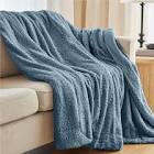 The Connecticut Home Company Original Luxury Faux Fur Throw Blanket, Super Soft, Large Plush Reversible Blankets, Warm & Hypoallergenic Washable Couch/Bed Throws, Microfiber 65"x50" ( slate blue Tie Dye)