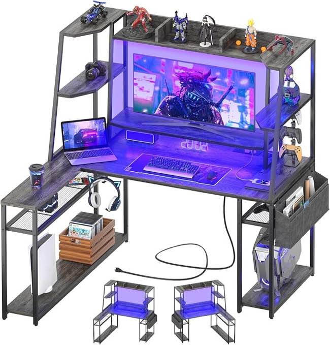 armocity L-Shaped Gaming Desk, Grey Oak New Made in China